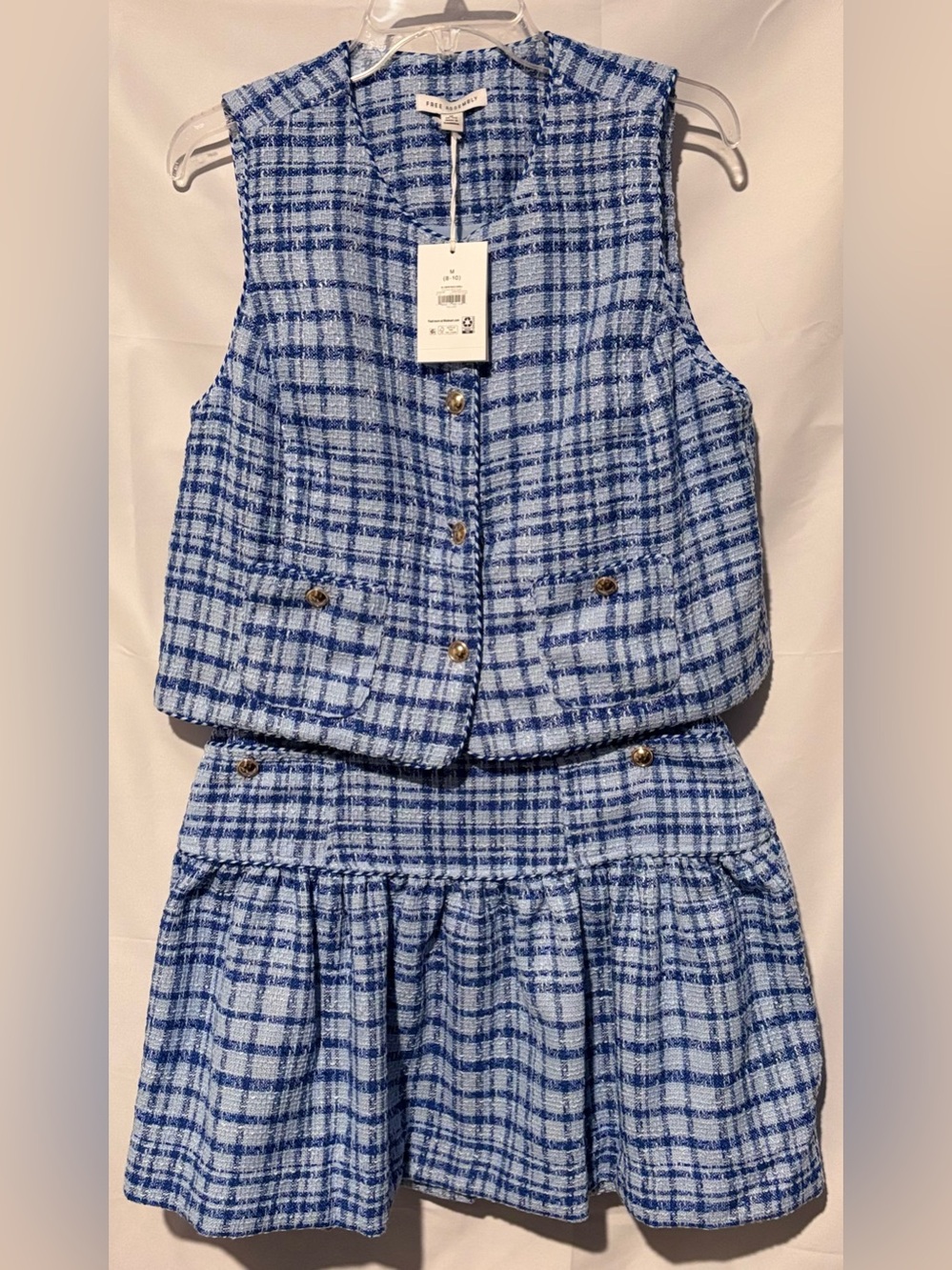 Free Assembly Tweed Button Vest and Skirt ~ 2 piece set ~ Size 8 (Medium) NWT